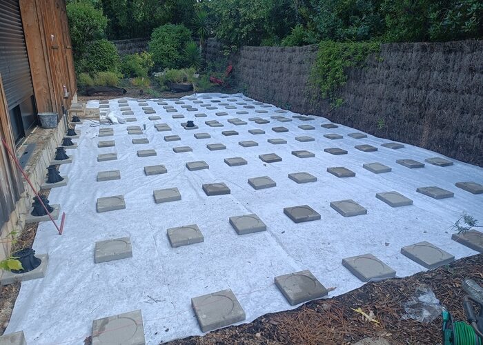 Création terrasse bois structure exotique lame pin US Cap Ferret 1