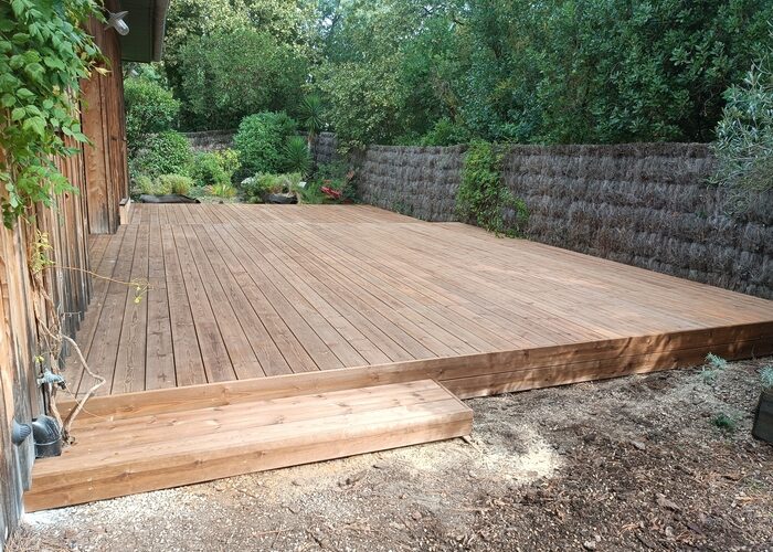 Création terrasse bois structure exotique lame pin US Cap Ferret 7