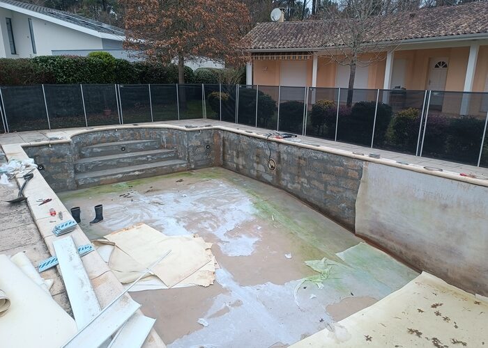 Rénovation piscine Andernos changement des skimmers des tuyaux et du liner 3