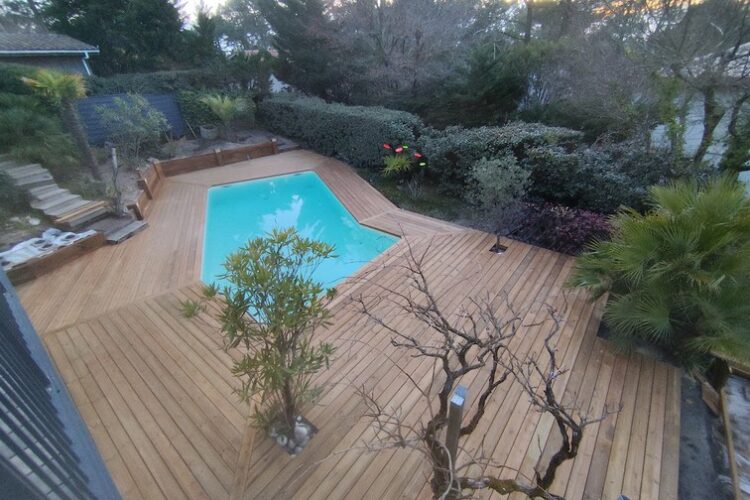 Création d'une terrasse bois lambourdage exotique et lames en pin US classe 4 6