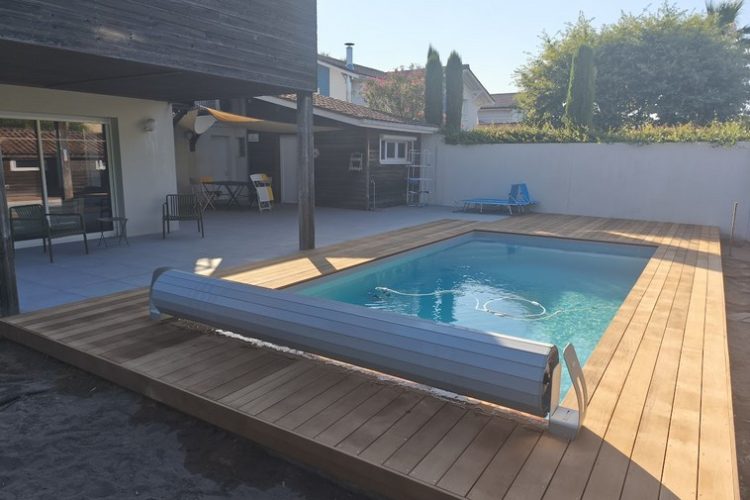 Création piscine traditionnelle maçonnée de 7.5 x 3.5 membrane armée à Andernos les bains 16 Copie