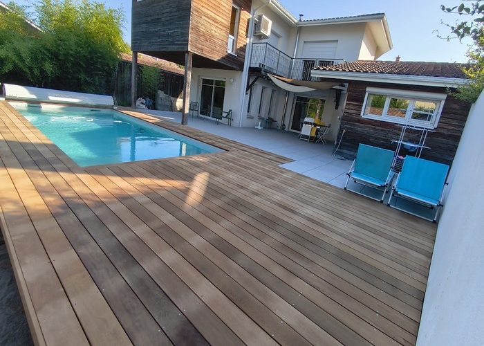 Création terrasse bois exotique et terrasse en dalle gré cérame sur plots à Andernos les bains 4