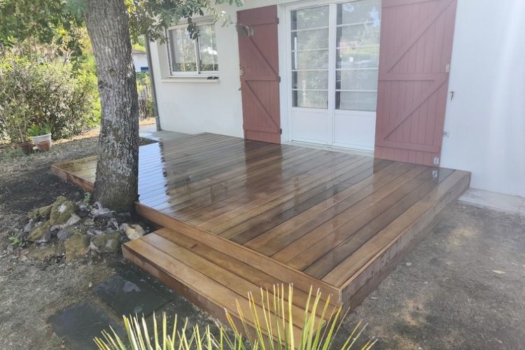 Création terrasse bois exotique sur structure exotique à Andernos les bains